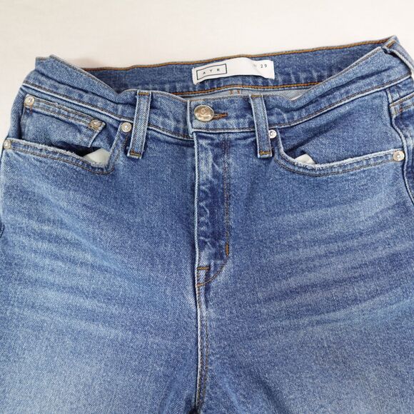 AYR The Yes Yes Yes Jeans Women's 29x26 Blue Denim High Rise Straight Crop Fray - Picture 2 of 16